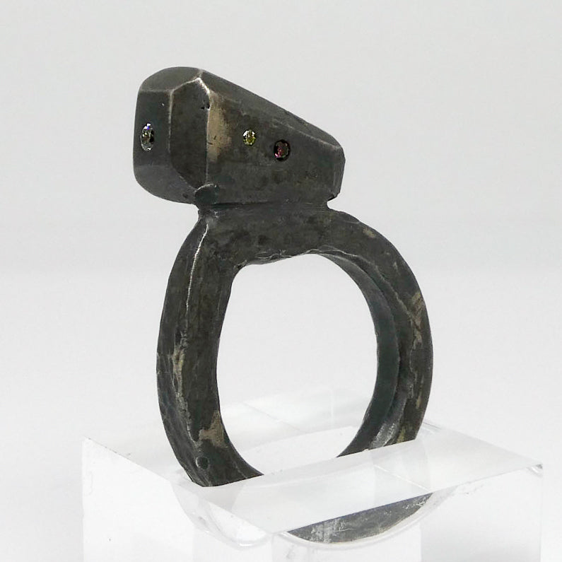 Betty Jager Magenta and Champagne Diamond Ring