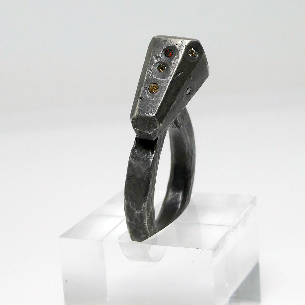 Betty Jager Magenta and Champagne Diamond Ring