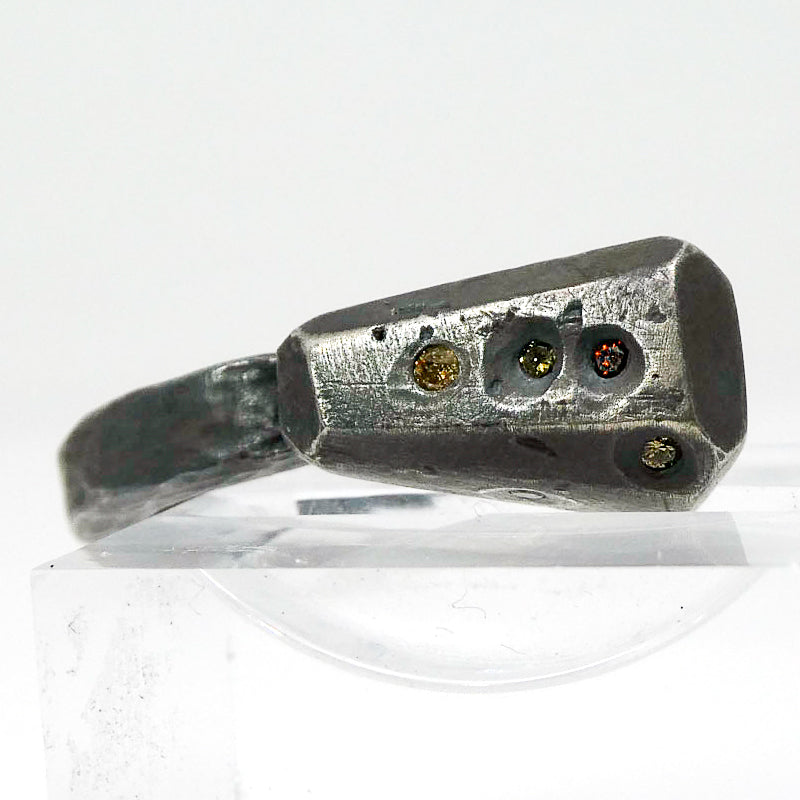 Betty Jager Magenta and Champagne Diamond Ring