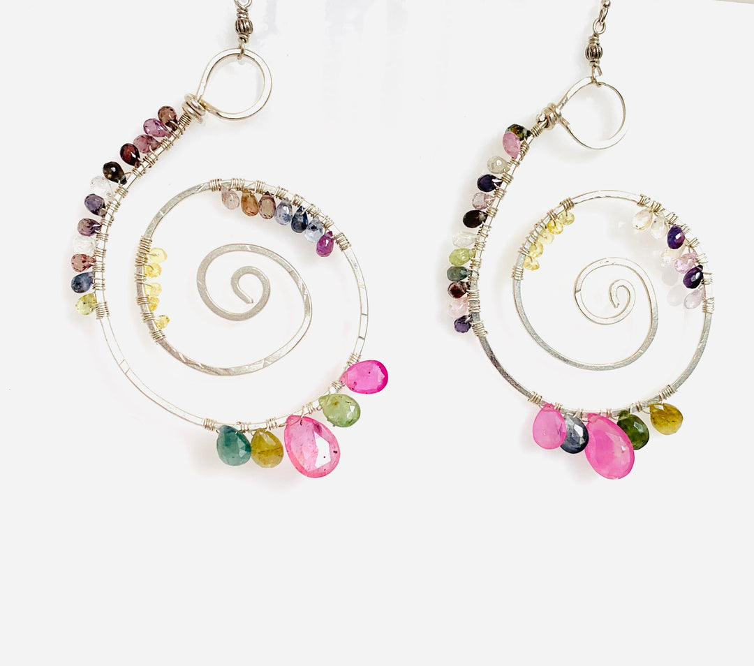 Christine Burnes Fancy Sapphire Dangle Earrings