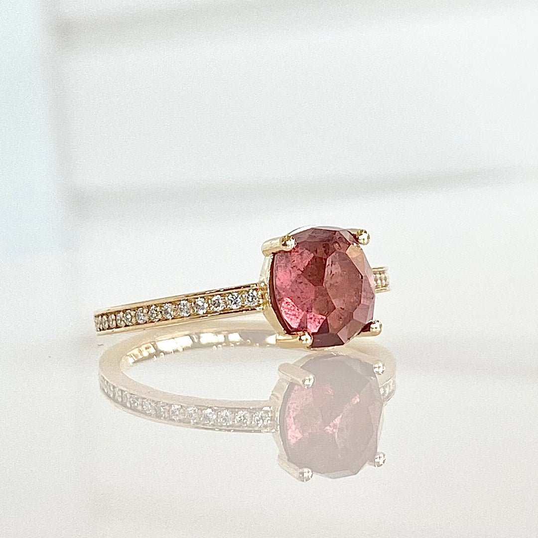 Pink Spinel and Diamond Ring
