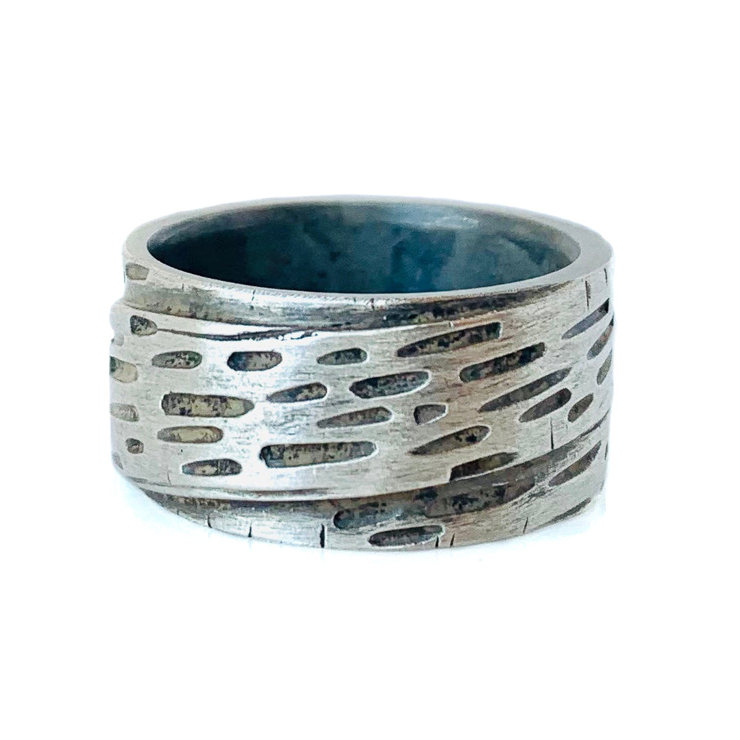 Hand-Carved Birch Pattern Ring