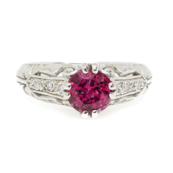 Red Spinel and Diamond Accent Ring