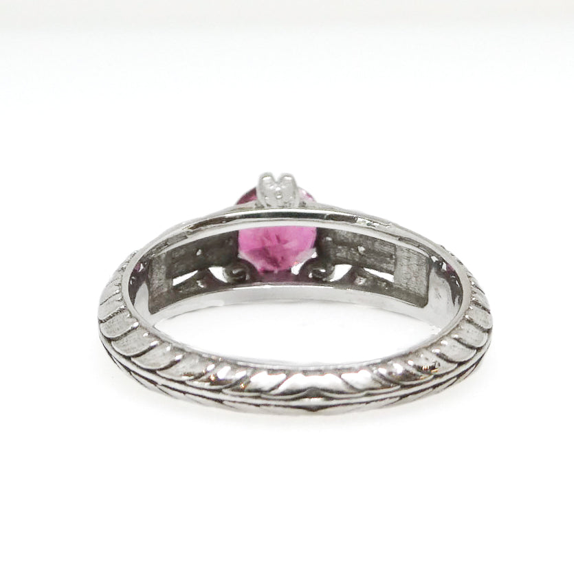 Red Spinel and Diamond Accent Ring