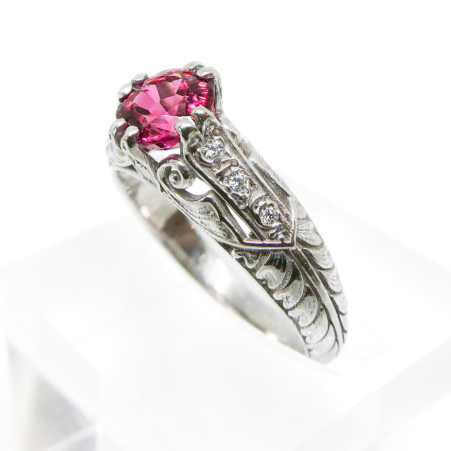 Red Spinel and Diamond Accent Ring