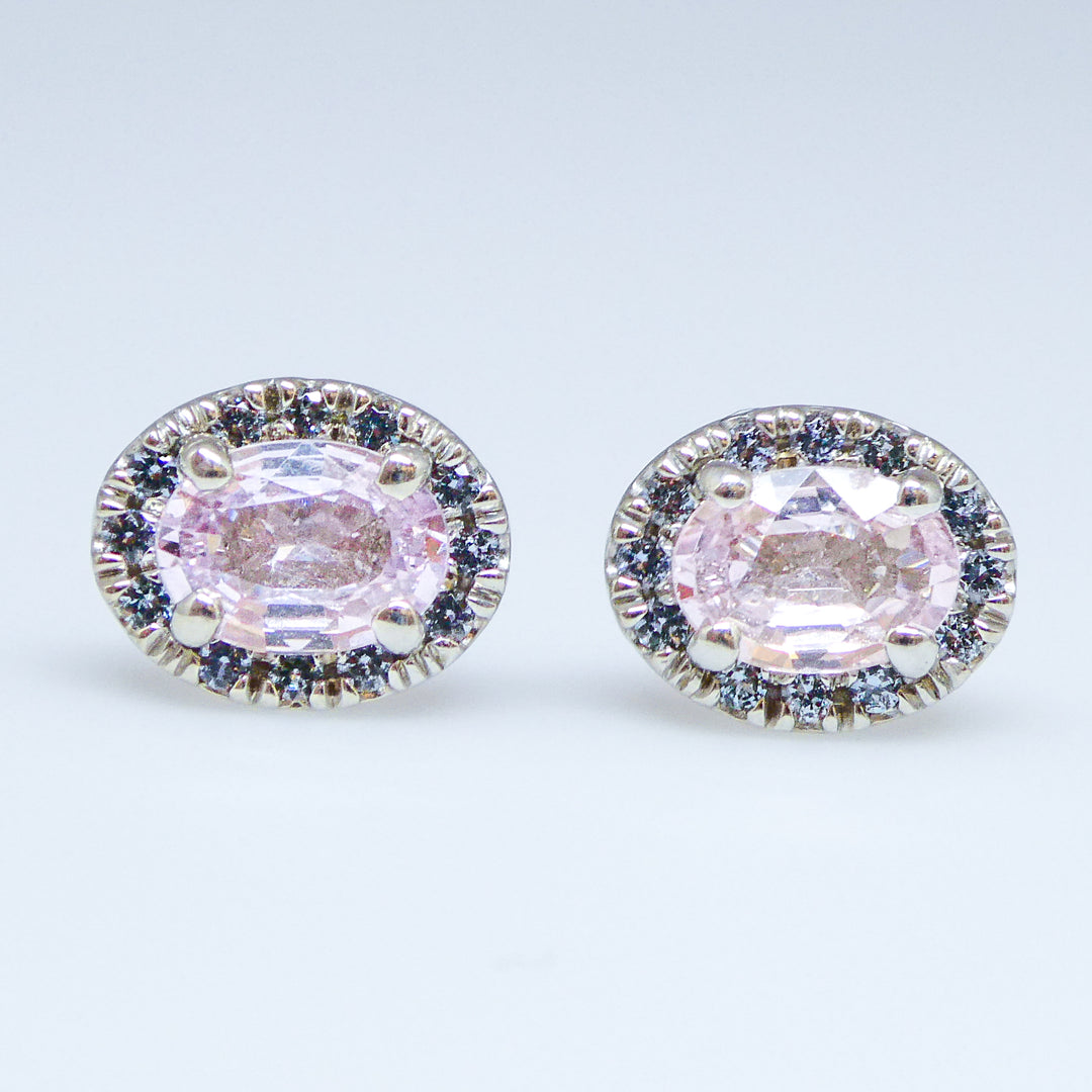 Spinel and Color Change Garnet Halo Earrings