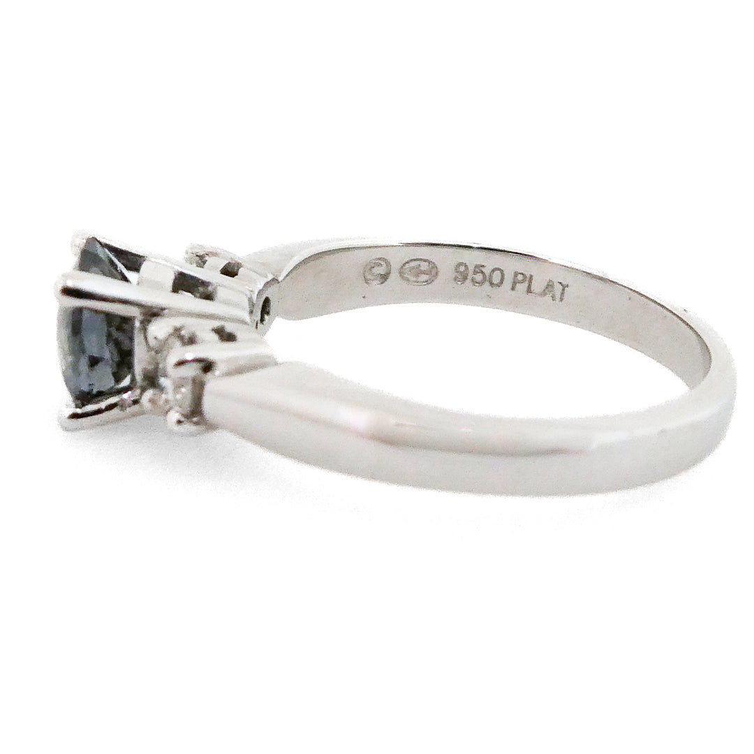 Platinum Three Stone Spinel and Diamond Ring