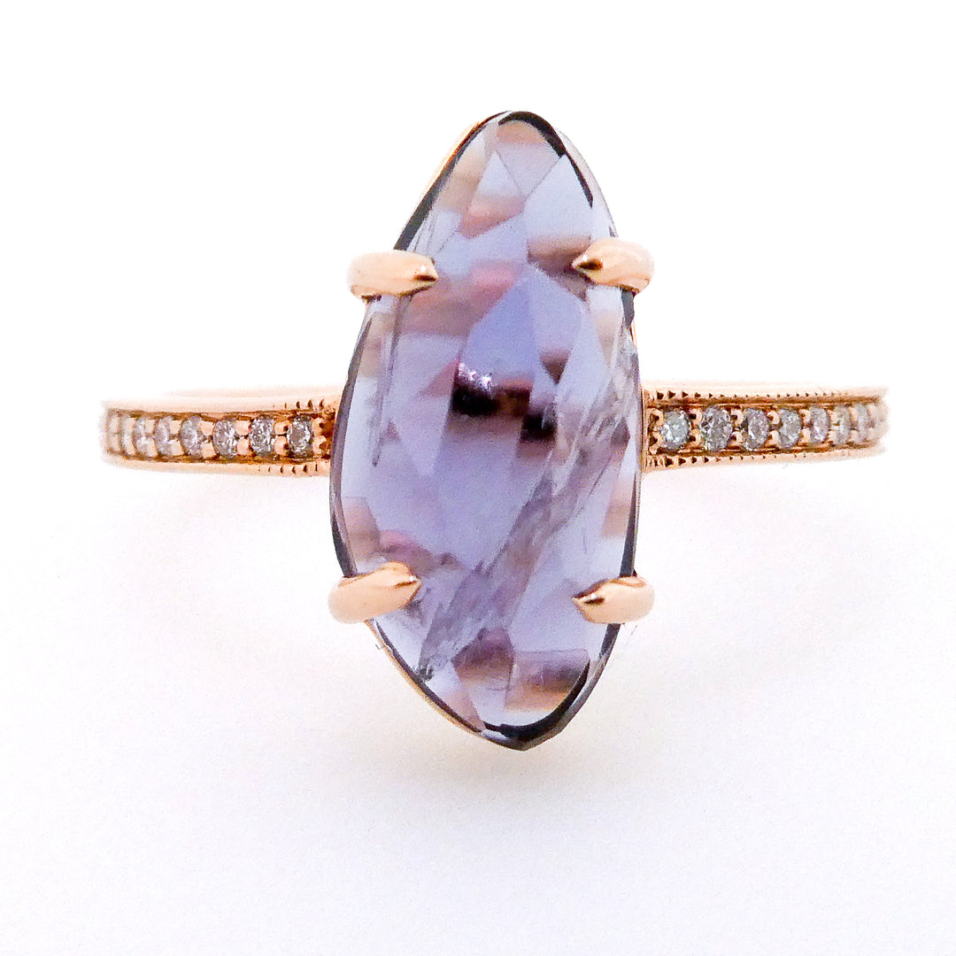 Rock Candy 14 Karat Rose Gold Bluish Purple Spinel and Diamond Accent Ring