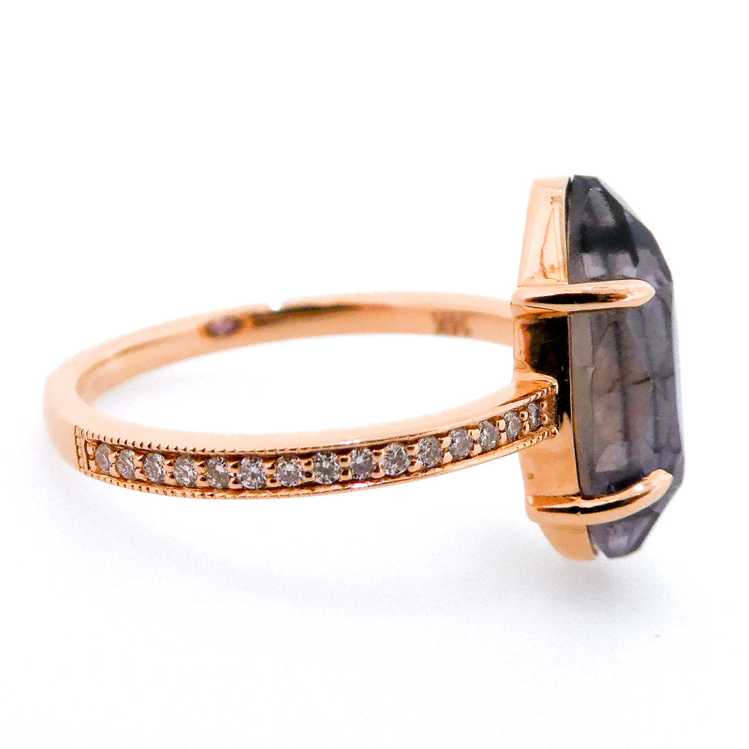 Rock Candy 14 Karat Rose Gold Bluish Purple Spinel and Diamond Accent Ring