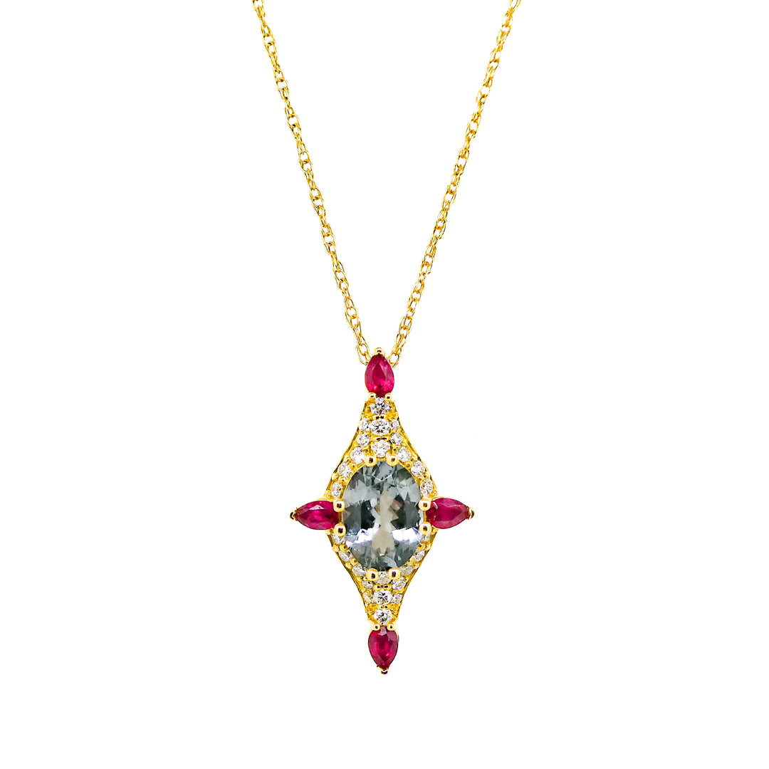 Ruby, Diamond, and Grey Spinel Pendant
