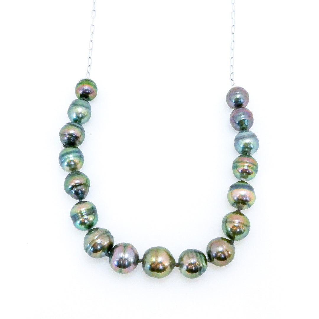 14 Karat White Gold Tahitian Pearl Necklace
