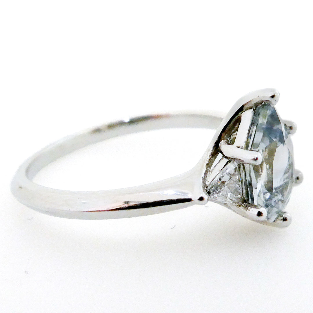 Platinum Sapphire and Diamond Three Stone Ring