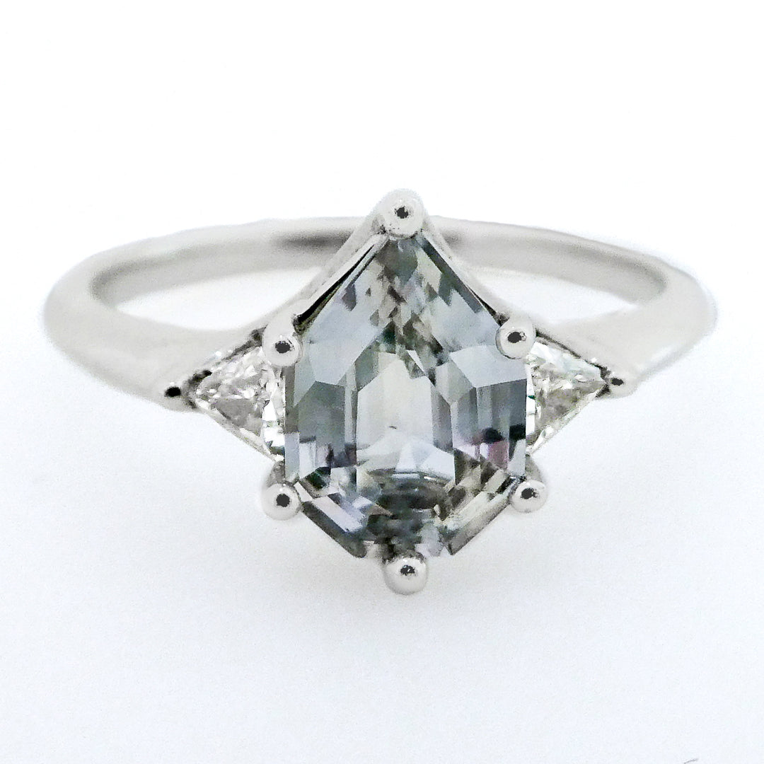 Platinum Sapphire and Diamond Three Stone Ring