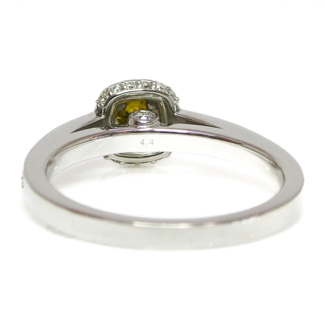 Yellow Diamond and Diamond Halo Ring