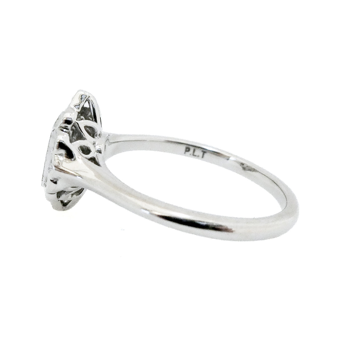 New Gild Custom Design Platinum Princess Cut Halo Ring