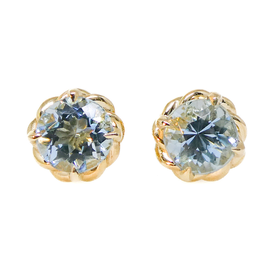 Aquamarine and Rope Detail Stud Earrings