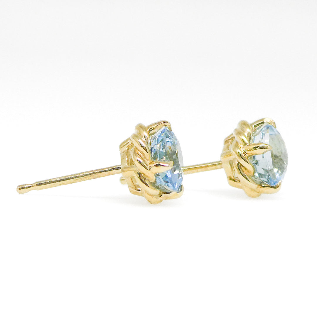 Aquamarine and Rope Detail Stud Earrings