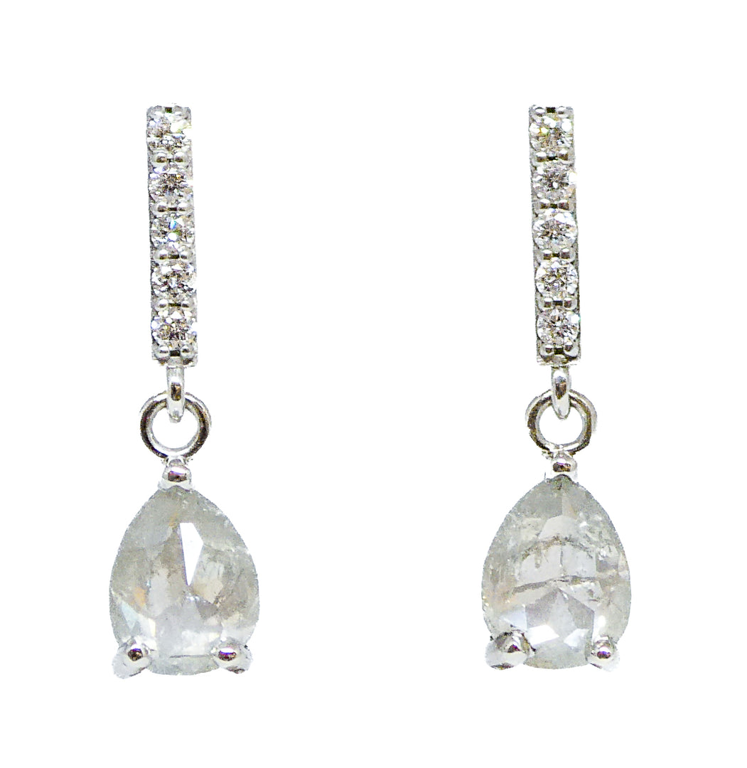 Salt and Pepper Diamond Drop Earrings