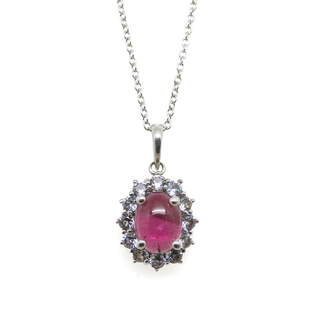 Pink Tourmaline 14kw Pendant w/ Lilac Spinel Halo