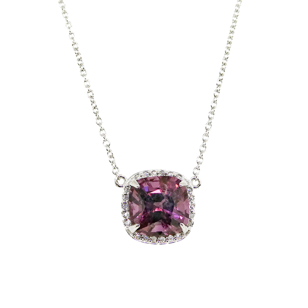 Purple Spinel Halo Pendant