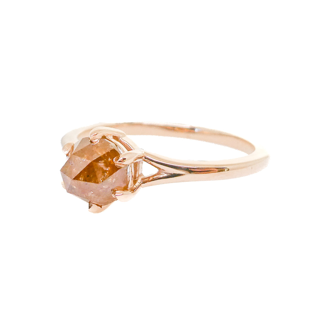 Rose Gold and Orange Rose-Cut Diamond Engagement Ring Set