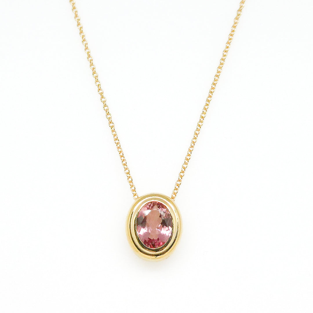 Pink Topaz Bezel Slide Necklace