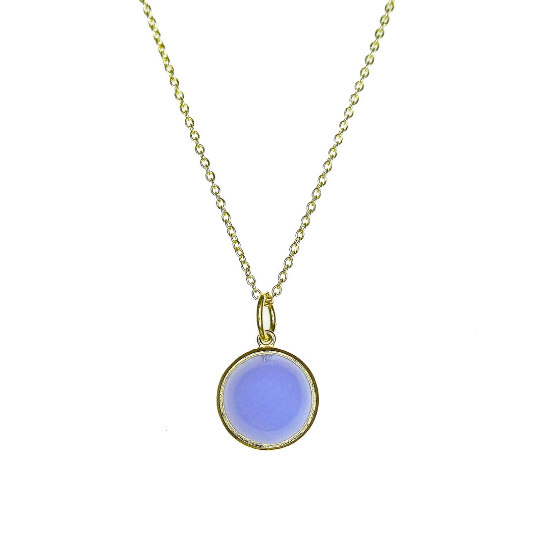 Chalcedony Cabochon 14ky Bezel Pendant