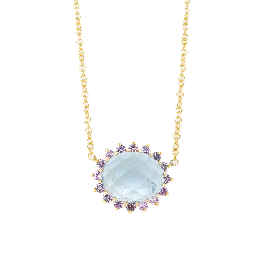 Aquamarine and Pink Sapphire Necklace