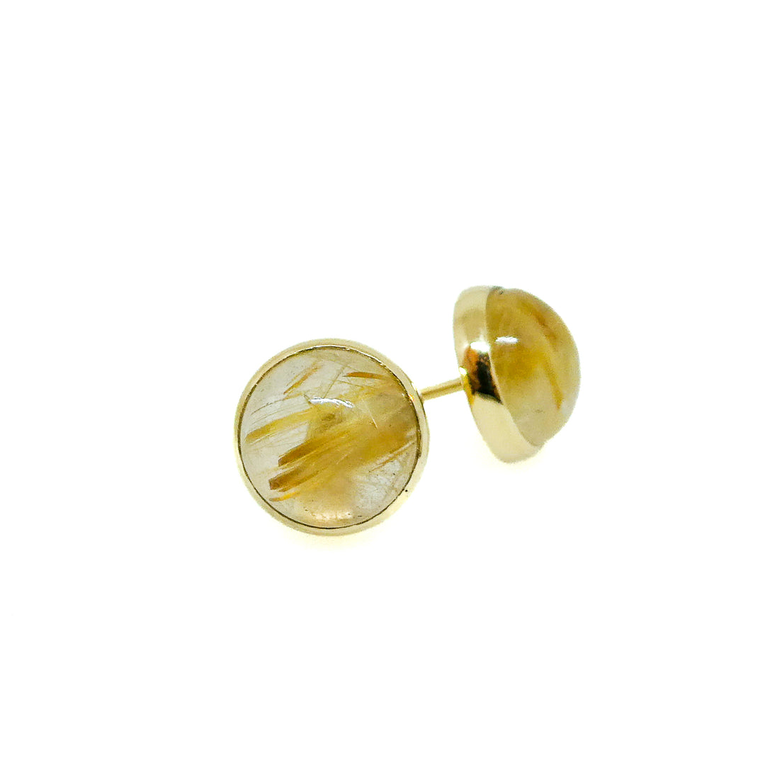 Rutilated Quartz Cabochon Earrings