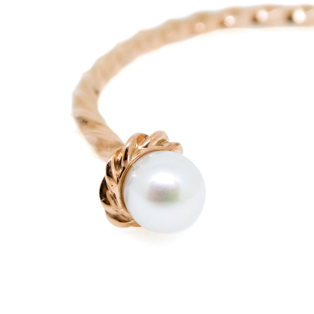 Twisted Rose Gold and Pearl Bangle