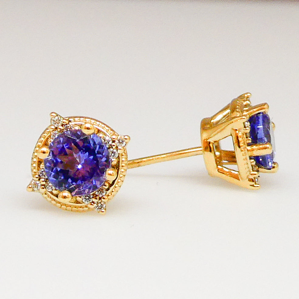 Tanzanite Compass Rose Stud Earrings