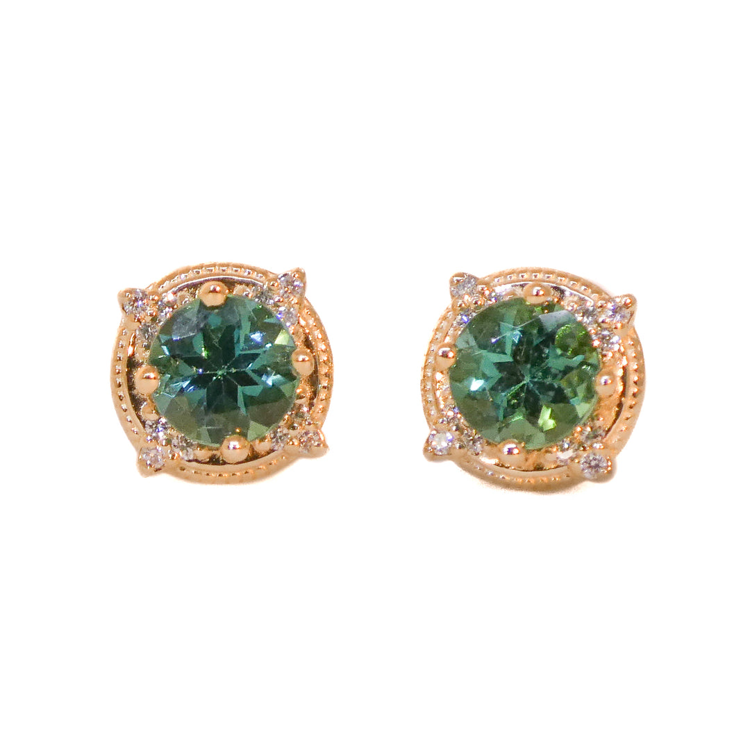 Green Tourmaline Compass Rose Earrings