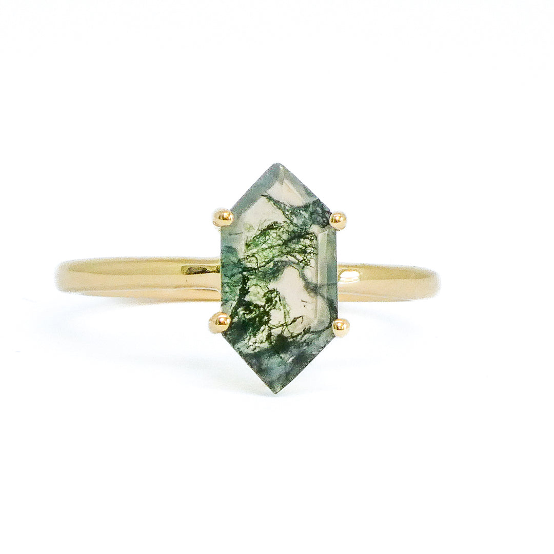 "Kendall" Moss Agate Ring Set