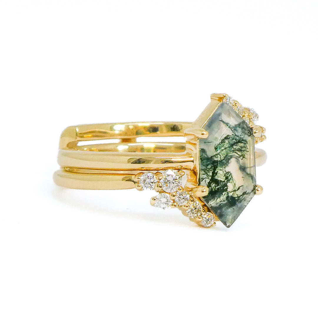 "Kendall" Moss Agate Ring Set