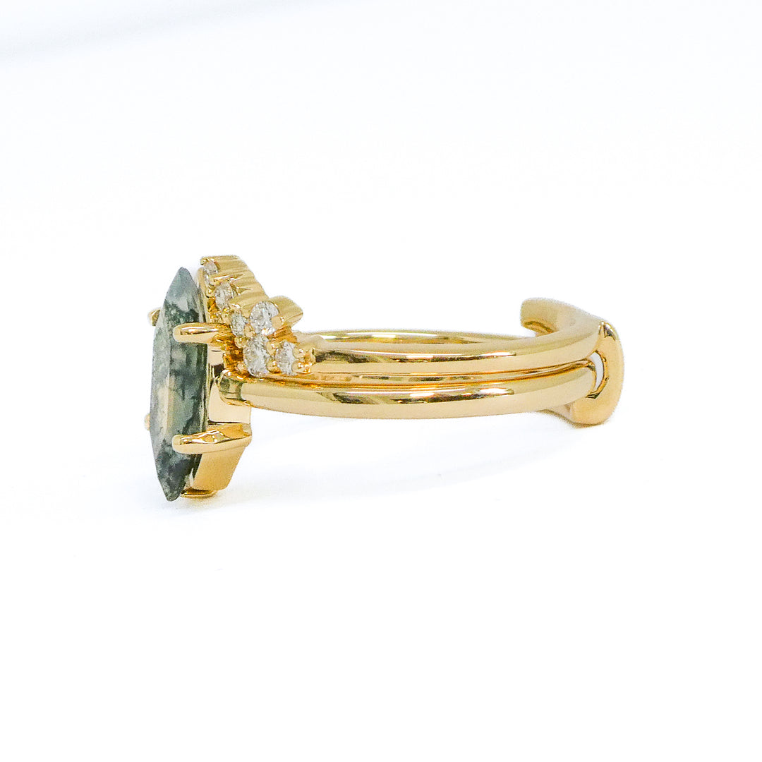 "Kendall" Moss Agate Ring Set