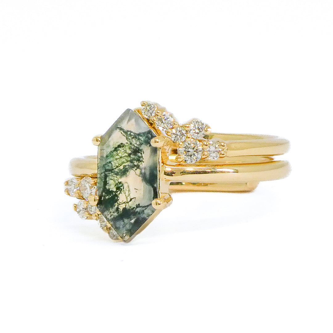 "Kendall" Moss Agate Ring Set