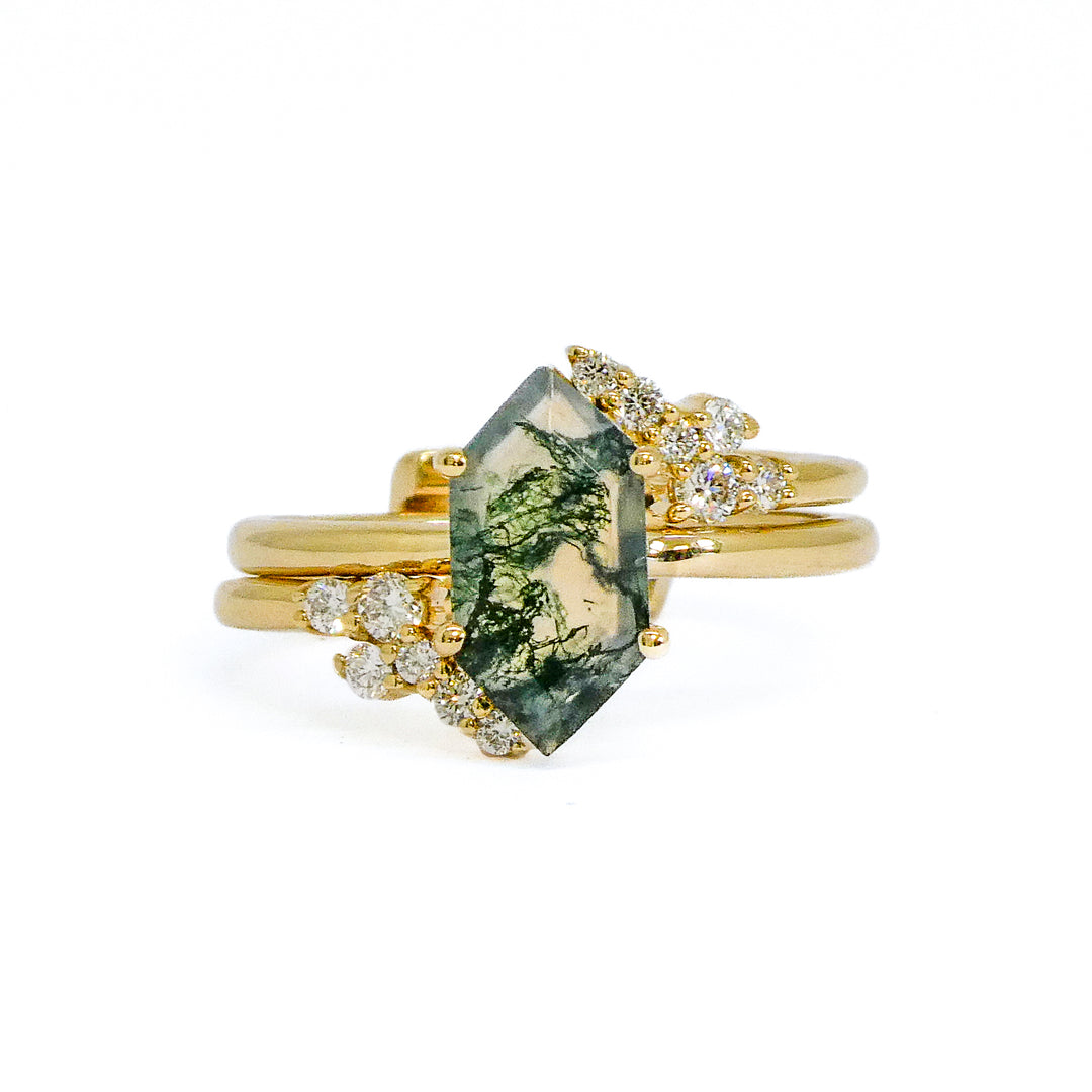 "Kendall" Moss Agate Ring Set