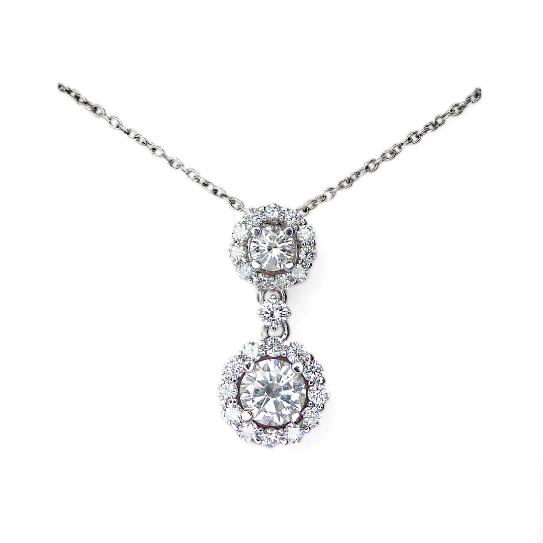 White Gold Diamond Double Halo Pendant