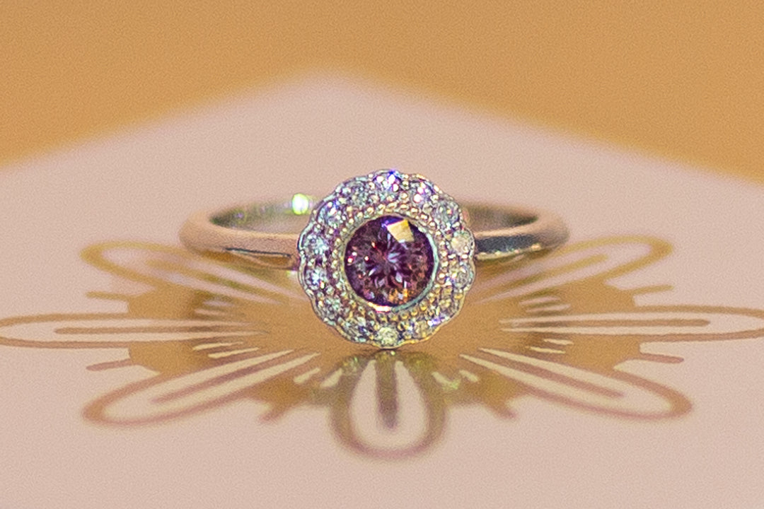 Lotus Ring with Pink Montana Sapphire