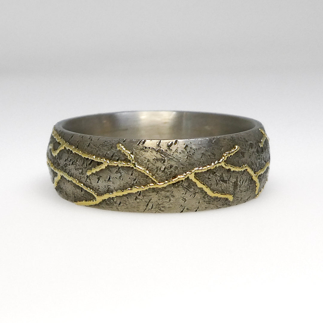 Continuum Sterling Silver Band w/ 18KY Veins