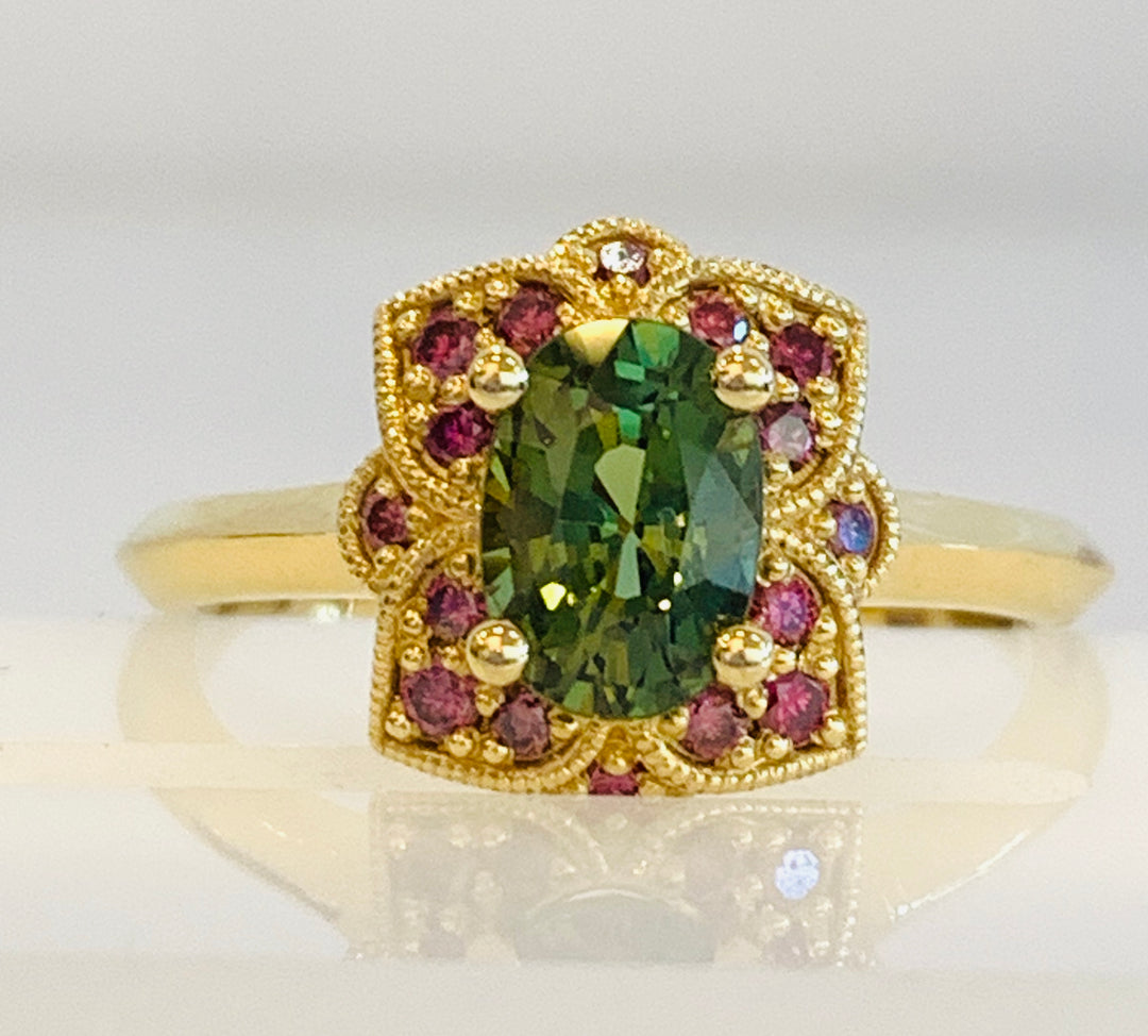 Diane Green Sapphire and Pink Diamond Ring
