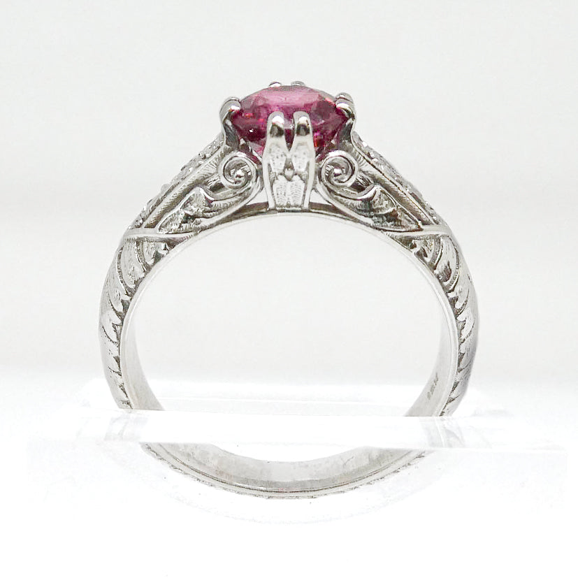 Red Spinel and Diamond Accent Ring