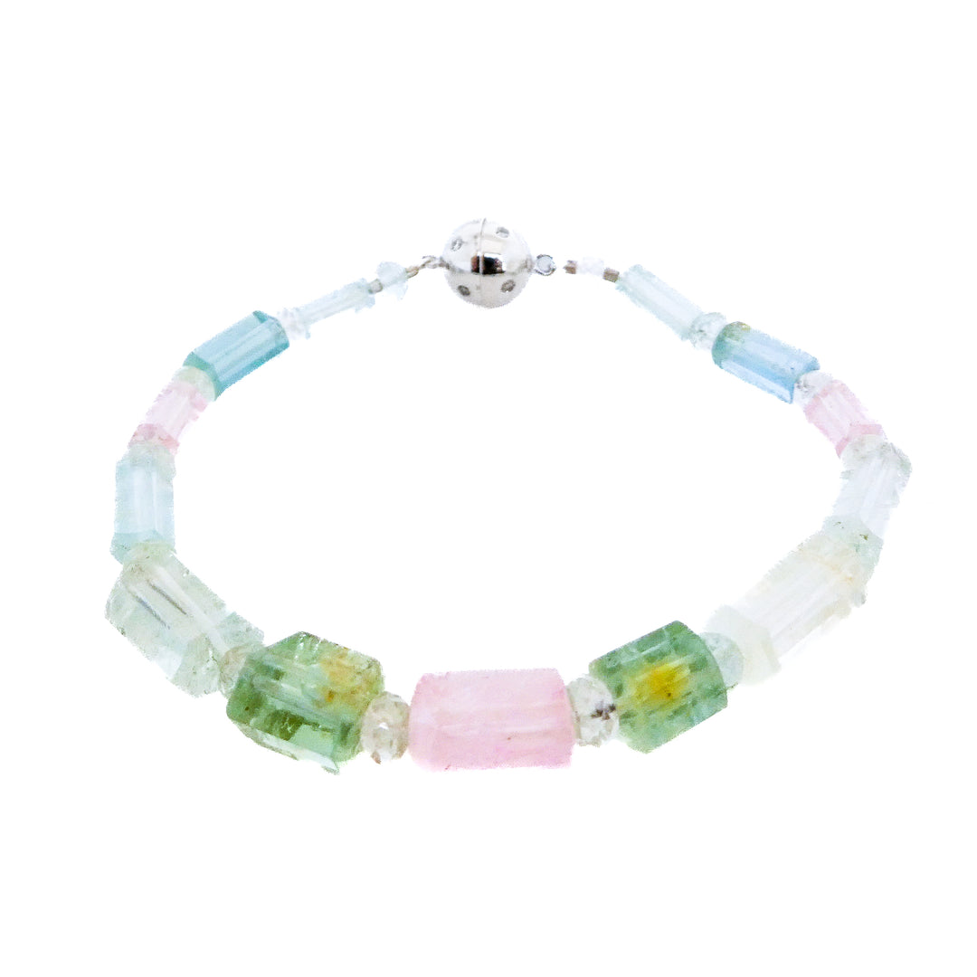Multi-Color Beryl Bracelet w/ Diamond accented clasp