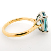 18 Karat Yellow Gold Solitaire Ring with Oval Blue Zircon