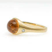 18 Karat Yellow Gold Orange Topaz and Diamond Accent Ring