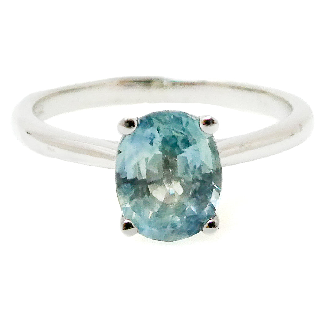 14 Karat White Gold Light Blue Sapphire Ring
