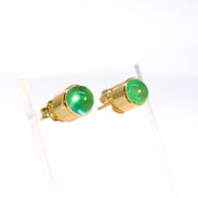 18 Karat Yellow Gold Emerald Solitaire Earrings