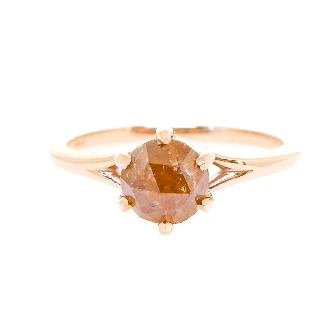 Rose Gold and Orange Rose-Cut Diamond Engagement Ring Set