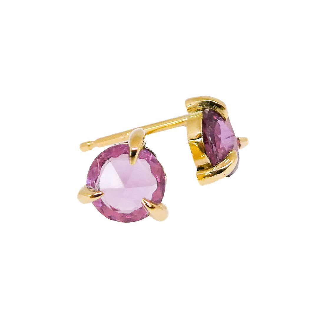 Pink Rose Cut Sapphire Stud Earrings