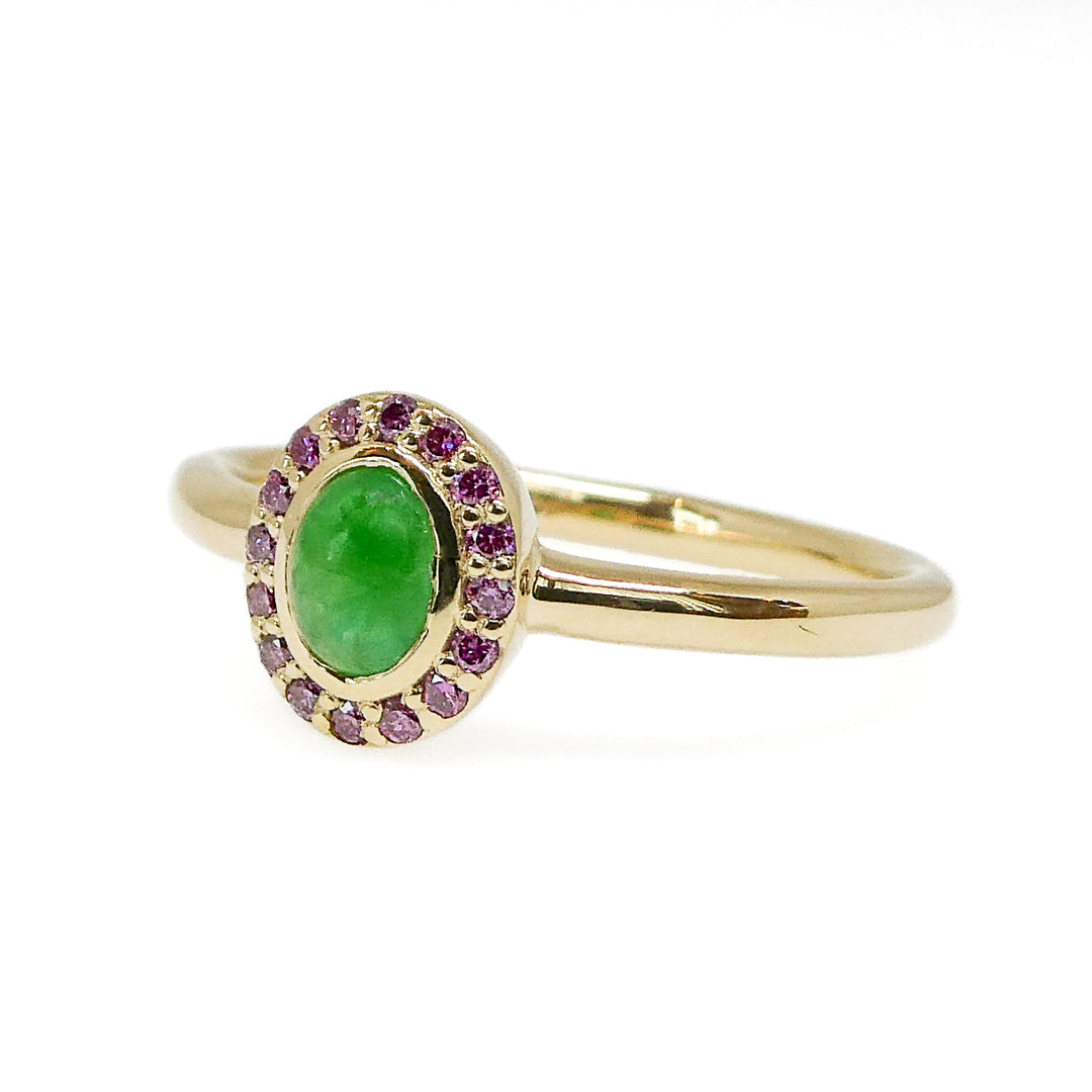 Imperial Jade and Pink Diamond Ring